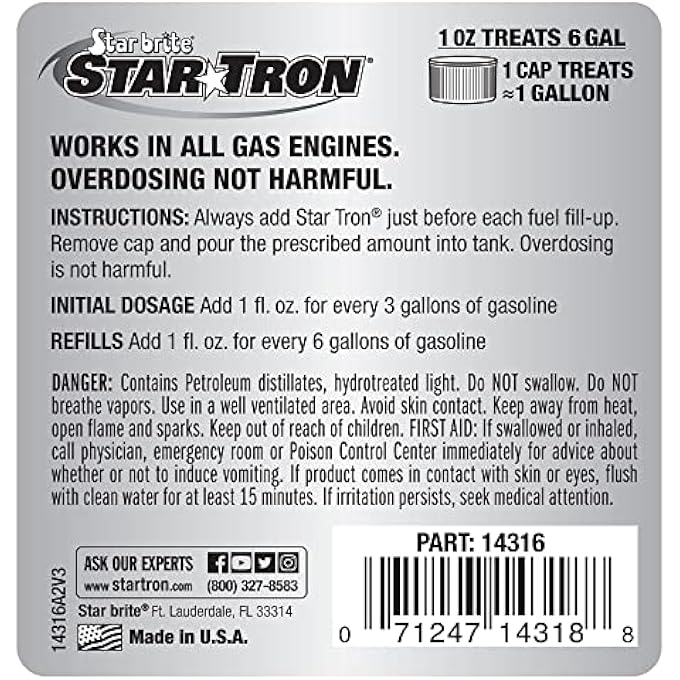 Star Brite 14316 STAR TRON ENZYME FUEL TREATMENT - CLASSIC GAS FORMULA 143-16 OZ. TREATS 96 GALLON, - Image 2